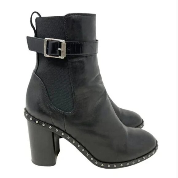 Rag & Bone Romi Black Lamb Leather Studded Ankle Strap Boots - Size 6.5 - Picture 5 of 11